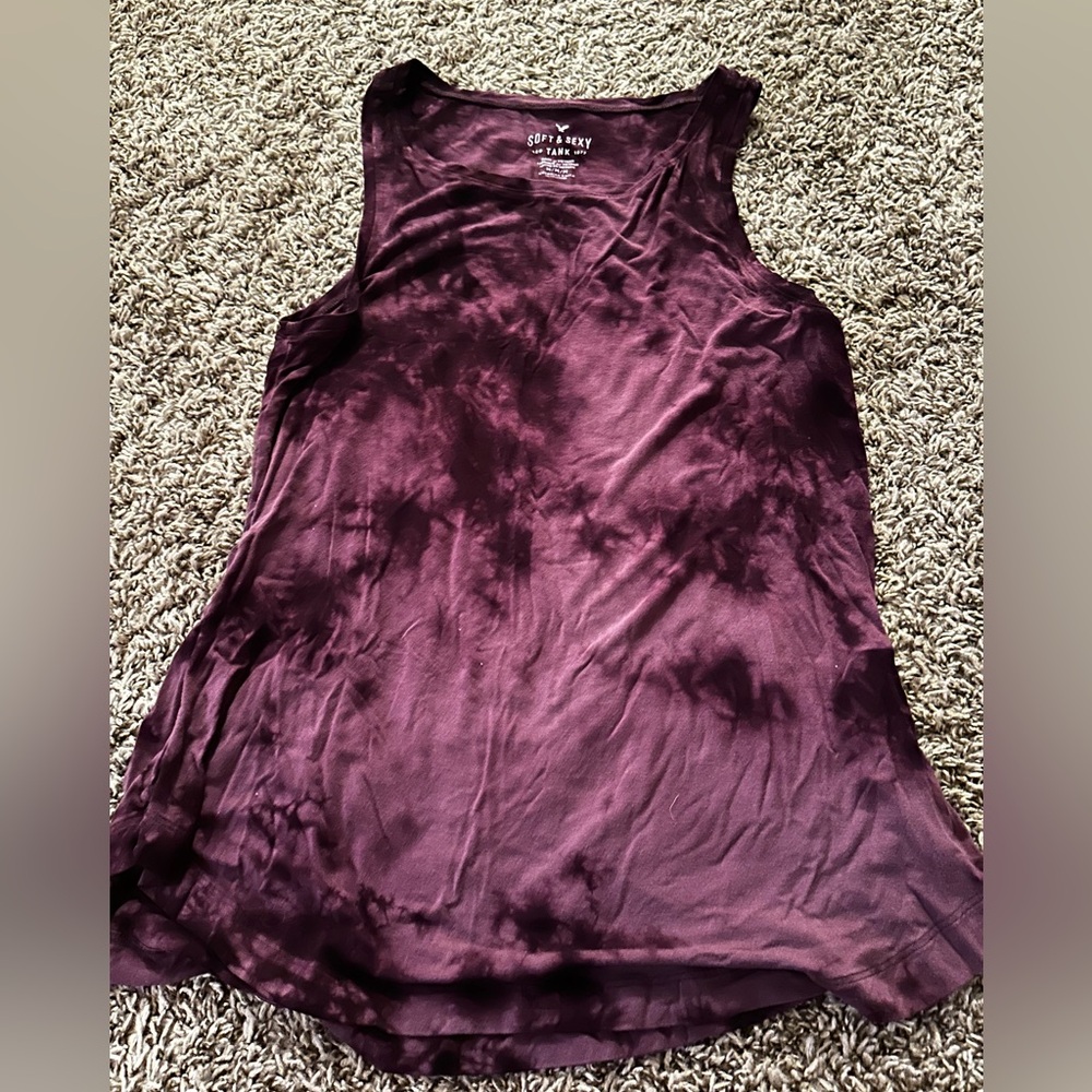 American Eagle Outfitters Purple and Black Tie-Dye Tank Top
